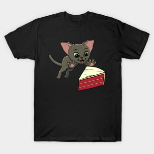 Oriental Shorthair Cat excited to eat Red Velvet Cake T-Shirt